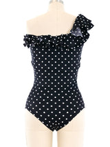 Bill Blass One Shoulder Polka Dot Swimsuit Top arcadeshops.com
