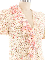 Ribbon Knit Short Sleeve Cardigan Top arcadeshops.com