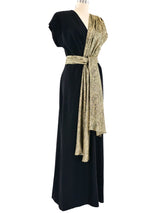 Yves Saint Laurent Metallic Draped Gown Dress arcadeshops.com