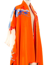 Floral and Crane Motif Embroidered Wedding Kimono Jacket arcadeshops.com