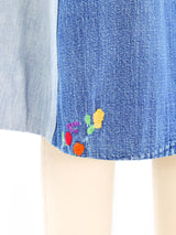 Patchwork Denim Midi Skirt Bottom arcadeshops.com