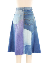Patchwork Denim Midi Skirt Bottom arcadeshops.com