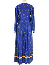 Floral Printed Embroidered Peasant Dress Dress arcadeshops.com
