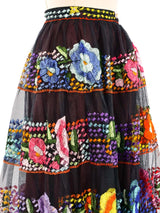 Hand Embroidered Mexican Net Skirt Bottom arcadeshops.com