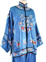 Embroidered Silk Chinese Pajamas Suit arcadeshops.com