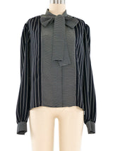 Adolfo Stripe Printed Blouse Top arcadeshops.com