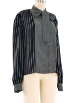 Adolfo Stripe Printed Blouse Top arcadeshops.com