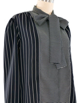 Adolfo Stripe Printed Blouse Top arcadeshops.com