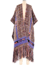 Fringe Tweed Knit Poncho Outerwear arcadeshops.com
