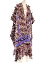 Fringe Tweed Knit Poncho Outerwear arcadeshops.com