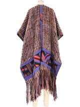 Fringe Tweed Knit Poncho Outerwear arcadeshops.com