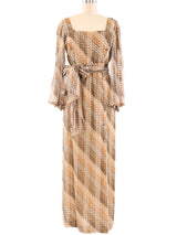 Pauline Trigere Lurex Threaded Chiffon Dress Dress arcadeshops.com