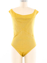 Alaia Gold Knit Bodysuit Top arcadeshops.com