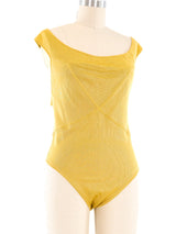 Alaia Gold Knit Bodysuit Top arcadeshops.com