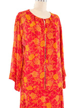 1976 Christian Dior Floral Printed Silk Ensemble Suit arcadeshops.com