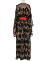 1968 Zandra Rhodes Lipstick Printed Silk Caftan Dress arcadeshops.com