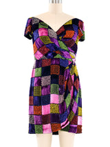 Michael Casey Beaded Checkered Velvet Dress Dress arcadeshops.com