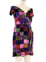Michael Casey Beaded Checkered Velvet Dress Dress arcadeshops.com