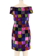 Michael Casey Beaded Checkered Velvet Dress Dress arcadeshops.com