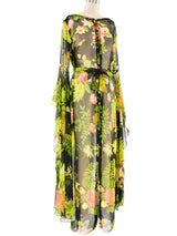 Floral Printed Angel Sleeve Chiffon Dress Dress arcadeshops.com