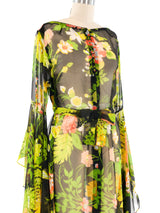 Floral Printed Angel Sleeve Chiffon Dress Dress arcadeshops.com