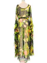 Floral Printed Angel Sleeve Chiffon Dress Dress arcadeshops.com