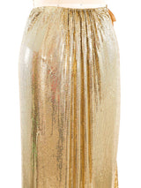 Ferrara Gold Metal Mesh Maxi Skirt Bottom arcadeshops.com