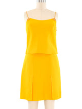 1970's Salvatore Ferragamo Yellow Chain Accented Skirt Ensemble Suit arcadeshops.com