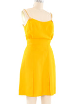 1970's Salvatore Ferragamo Yellow Chain Accented Skirt Ensemble Suit arcadeshops.com