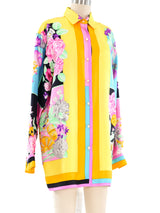 Leonard Paris Floral Printed Silk Blouse Top arcadeshops.com