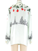 Escada Parisian Landscape Printed Silk Blouse Top arcadeshops.com