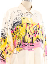 Escada Graffiti Printed Silk Blouse Top arcadeshops.com