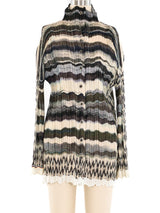 Issey Miyake Stripe Printed Plisse Top Top arcadeshops.com