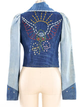 Love Melody Rhinestone Studded Patchwork Denim Jacket Jacket arcadeshops.com