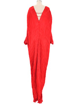 Patricia Lester Beaded Red Plisse Caftan Dress arcadeshops.com