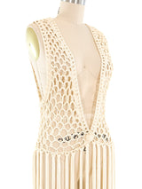 1970's Fringed Crochet Vest Jacket arcadeshops.com
