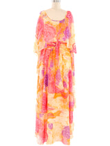 Mr. Blackwell Caped Floral Maxi Dress Dress arcadeshops.com