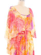 Mr. Blackwell Caped Floral Maxi Dress Dress arcadeshops.com