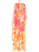 Mr. Blackwell Caped Floral Maxi Dress Dress arcadeshops.com