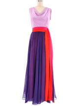 1960's Colorblock Chiffon Gown Dress arcadeshops.com