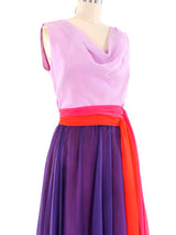 1960's Colorblock Chiffon Gown Dress arcadeshops.com