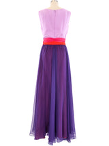 1960's Colorblock Chiffon Gown Dress arcadeshops.com