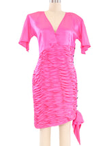 Ungaro Fuchsia Ruched Silk Dress Dress arcadeshops.com