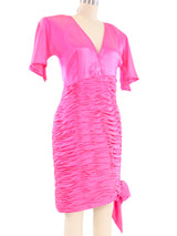 Ungaro Fuchsia Ruched Silk Dress Dress arcadeshops.com