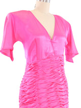 Ungaro Fuchsia Ruched Silk Dress Dress arcadeshops.com
