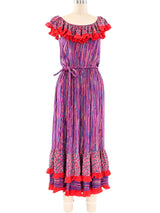 Mary McFadden Printed Ruffle Maxi Dress Dress arcadeshops.com