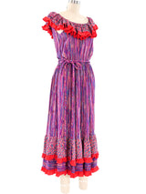 Mary McFadden Printed Ruffle Maxi Dress Dress arcadeshops.com