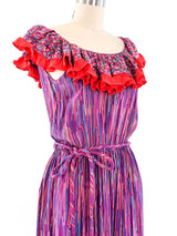 Mary McFadden Printed Ruffle Maxi Dress Dress arcadeshops.com