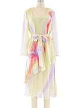 Hand Painted Floral Tiered Silk Dress Dress arcadeshops.com