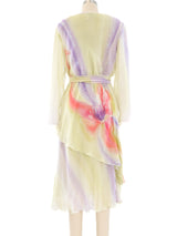 Hand Painted Floral Tiered Silk Dress Dress arcadeshops.com